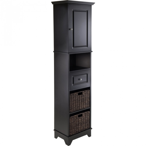 Wyatt Tall Curio Cabinet with Baskets in Black