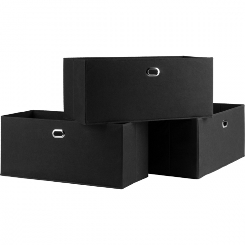 Torino 3 Piece Set Folding Fabric Baskets in Black