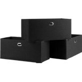 Torino 3 Piece Set Folding Fabric Baskets in Black