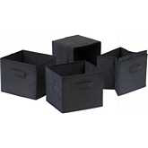 Capri Set of 4 Foldable Fabric Baskets in Black