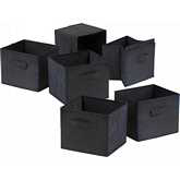 Capri Set of 6 Foldable Fabric Baskets in Black