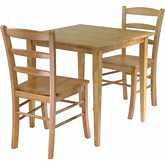 Groveland 3 Piece Dining Set w/ Square Table w/ 2 Chairs in Light Oak