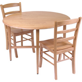 Hannah 3 Piece Dining Set w/ Drop Leaf Table w/ 2 Ladder Back Chairs in Light Oak