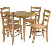 Groveland 5 Piece Dining Set w/ Square Table w/ 4 Chairs in Light Oak