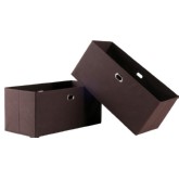 Torino 2 Piece Set Folding Fabric Baskets in Chocolate