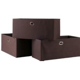 Torino 3 Piece Set Folding Fabric Baskets in Chocolate