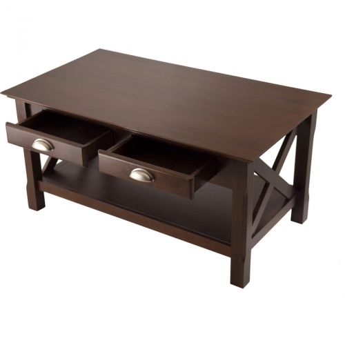 Xola Coffee Table with 2 Drawers in Cappuccino