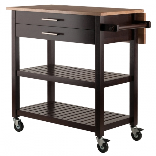 Langdon Kitchen Cart in Cappuccino & Natural