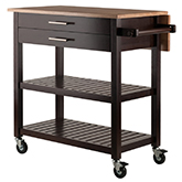 Langdon Kitchen Cart in Cappuccino & Natural