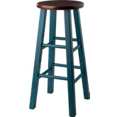 Ivy 29" Bar Stool in Walnut on Teal Legs