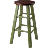 Ivy 24" Counter Stool in Walnut on Green Legs