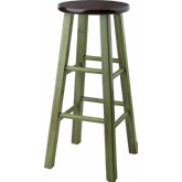Ivy 29" Bar Stool in Walnut on Green Legs