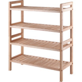 Mercury 2 Piece Stackable Shoe Rack Set in Natural Wood