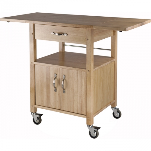 Kitchen Cart Double Drop Leaf Cabinet with Shelf in Beech