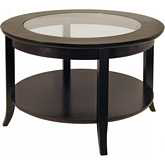 Genoa Coffee Table w/ Inset Glass & Shelf in Dark Espresso