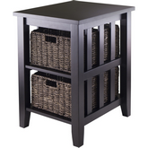 Morris Side Table with 2 Foldable Baskets in Espresso
