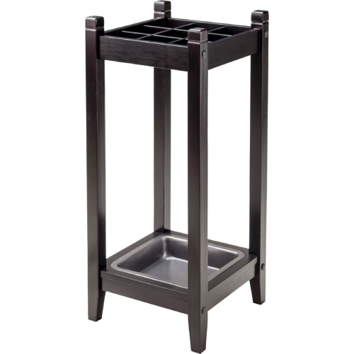 Jana Umbrella Stand with Metal Tray in Espresso Finish
