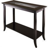 Genoa Rectangular Console Table w/ Glass & Shelf in Dark Espresso