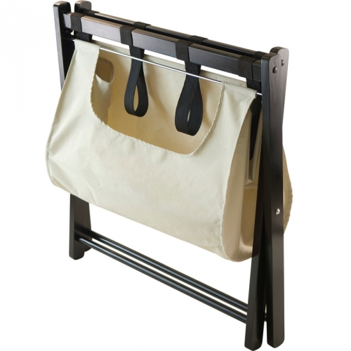 Dora Luggage Rack in Espresso with Removable Fabric Basket