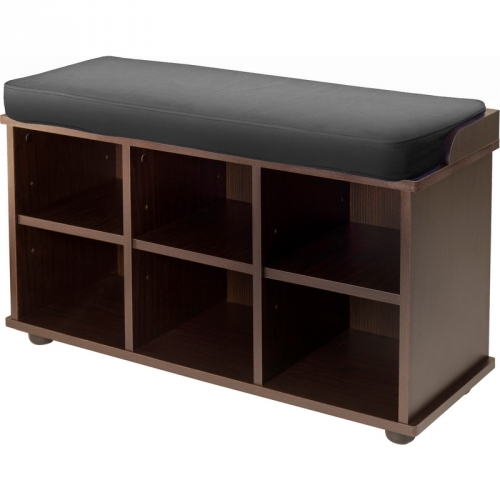 Townsend Bench in dark Espresso with Black Cushion Seat