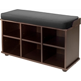 Townsend Bench in dark Espresso with Black Cushion Seat