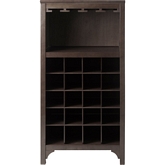 Ancona Modular Wine Cabinet w/ Glass Rack & 20 Bottle Storage in Dark Espresso