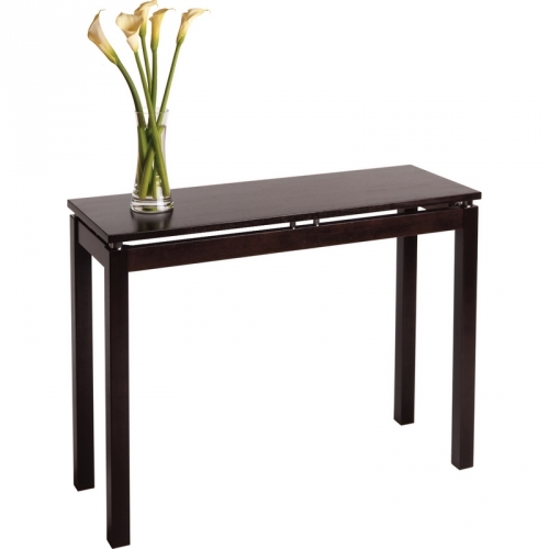 Linea Console or Hall Table with Chrome Accent in Dark Espresso
