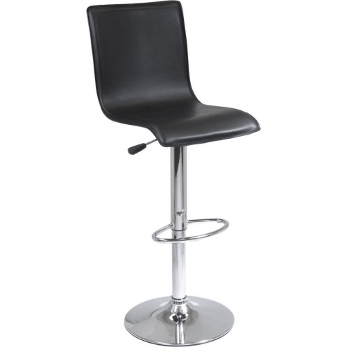 Spectrum High Back L Shape Air Lift Bar Stool in Black & Chrome