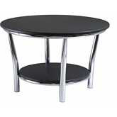 Maya Round Coffee Table Black Melamine Top & Chrome Legs
