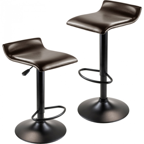 Pairs Airlift Swivel Stool with Espresso Vinyl Seat & Black Metal Base (Set of 2)