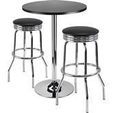 Summit 3 Piece Bar Table Set: 24" Table & 2 Stools in Black