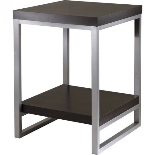 Jared End Table in Enamel Steel Tube & Dark Espresso