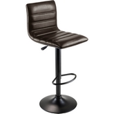 Holly L Back Air Lift Stool in Espresso Leatherette & Black Metal