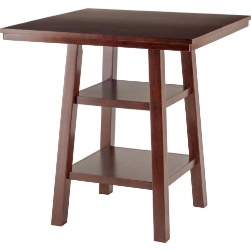 Orlando High Table with 2 Shelves in Walnut