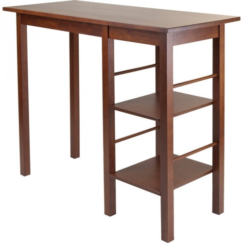 Egan Breakfast Table with 2 Side Shelves in Antique Walnut