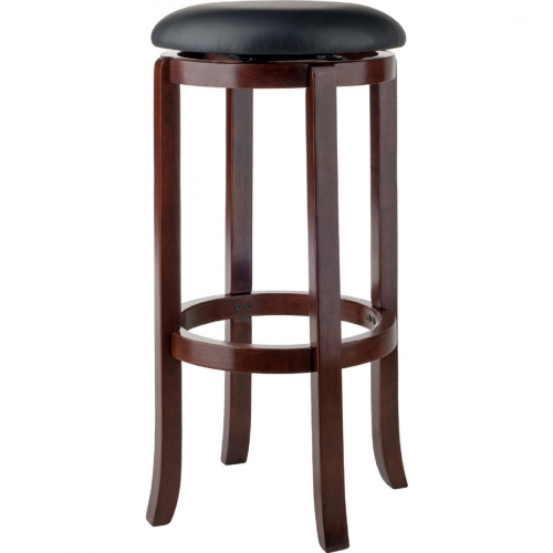 Walcott 30" Swivel Bar Stool in Walnut with Black Leatherette