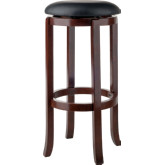 Walcott 30" Swivel Bar Stool in Walnut with Black Leatherette