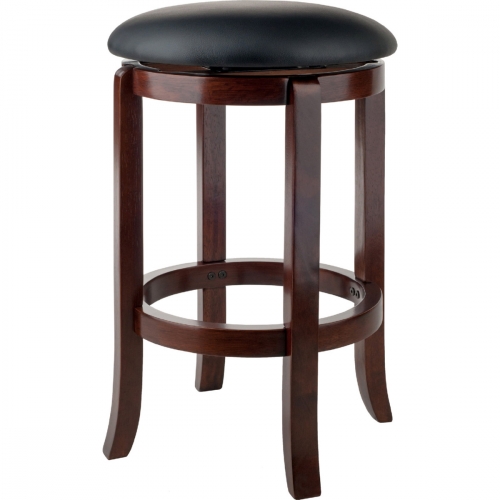 Walcott 24" Swivel Counter Stool in Walnut with Black Leatherette