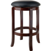 Walcott 24" Swivel Counter Stool in Walnut with Black Leatherette