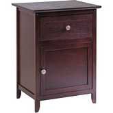 Nightstand or Accent Table w/ Drawer & Cabinet For Storage in Antique Walnut