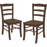 Set of 2 Ladder Back Chair in Antique Walnut