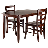 Inglewood 3 Piece Dining Set with Ladderback Chairs in Walnut