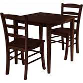 Groveland 3 Piece Dining Set w/ Square Table w/ 2 Chairs in Antique Walnut