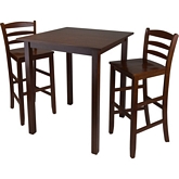 Parkland 3 Piece High Table w/ 29" Ladder Back Stool in Antique Walnut