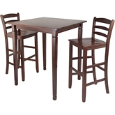 3 Piece Kingsgate High Pub Dining Table w/ Ladder Back High Chair in Antique Walnut