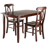 Inglewood & Renaissance 3 Piece Dining Set in Walnut Finish