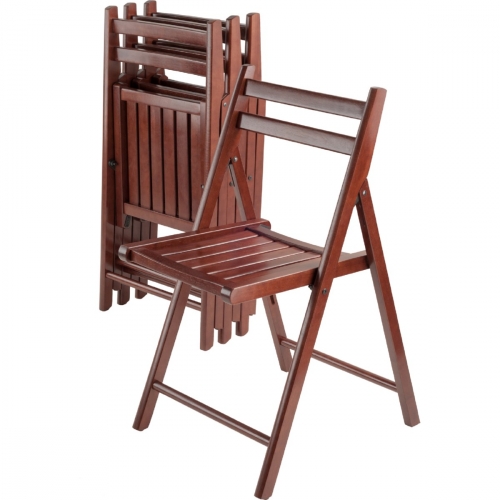 Robin 4 Piece Folding Chair Set in Walnut