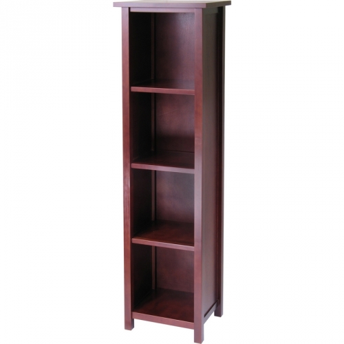 Milan Storage Shelf or Bookcase 5 Tier Tall in Antique Walnut