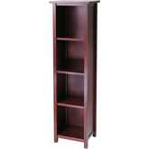 Milan Storage Shelf or Bookcase 5 Tier Tall in Antique Walnut