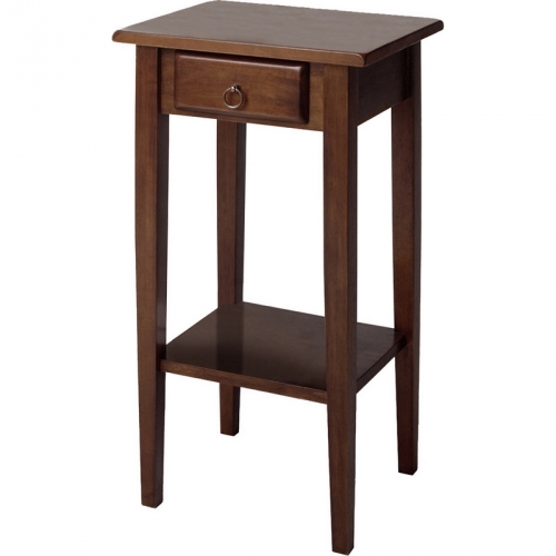 Regalia Accent Table with Drawer Shelf in Antique Walnut